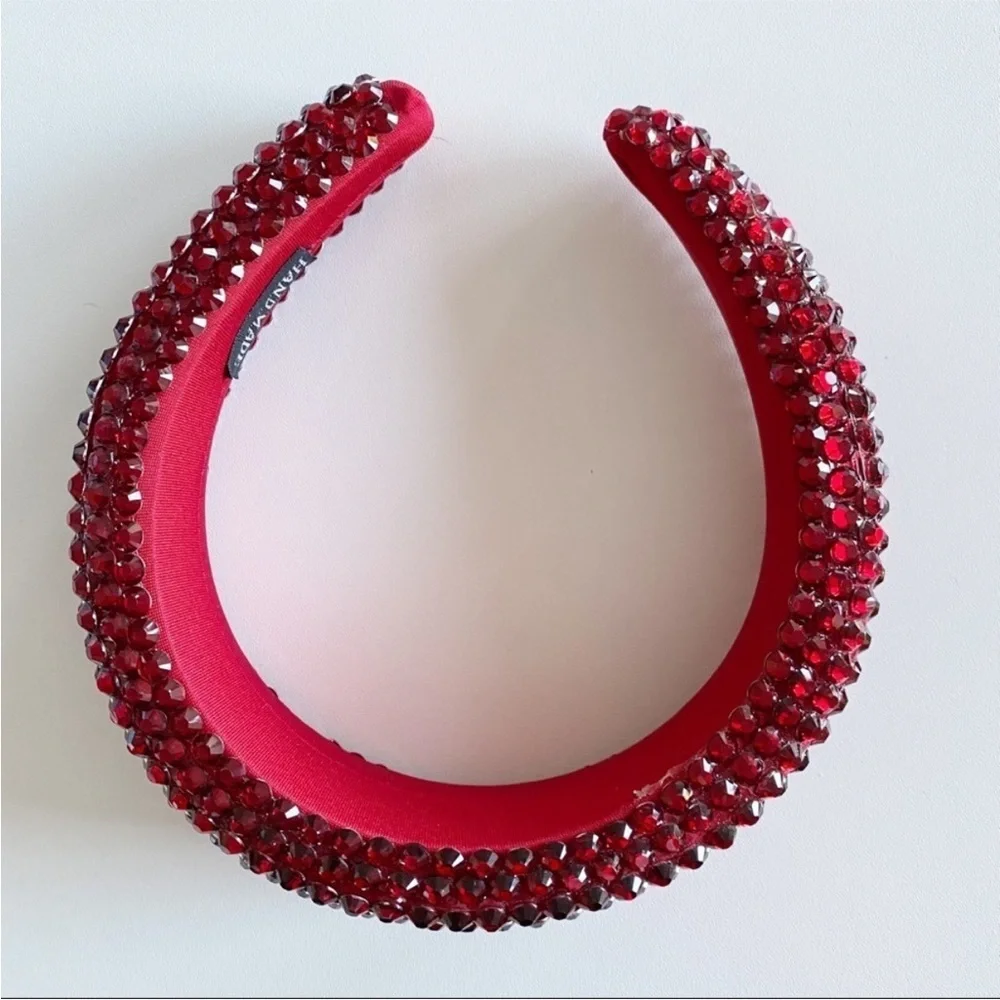 NWOT Red Sparkly Jeweled Padded Headband Beaded Holiday Christmas